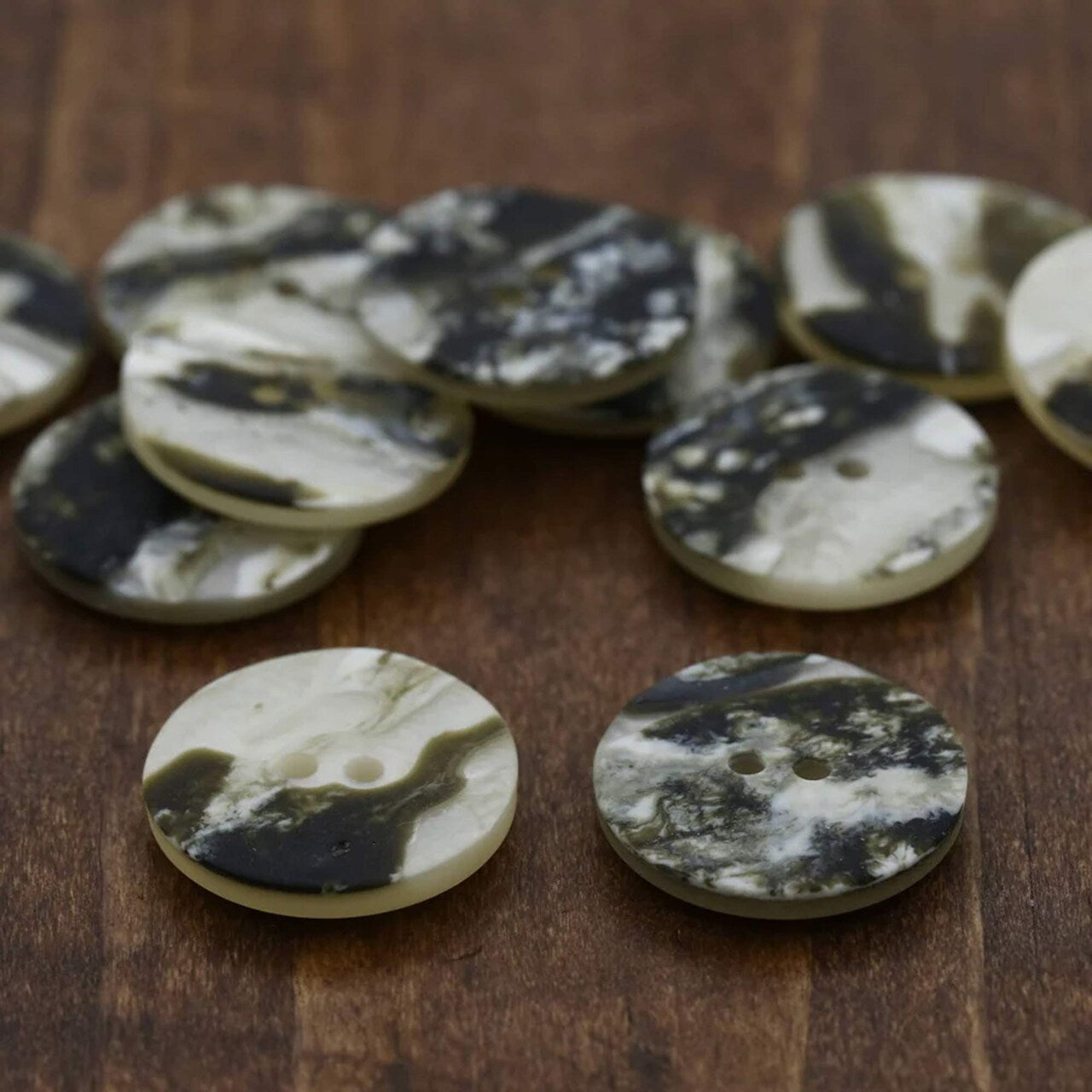12 Pieces Olive Teal Shell Buttons 23mm 15/16", Faux Rusted Look, 2 Hole Plastic Sewing Buttons