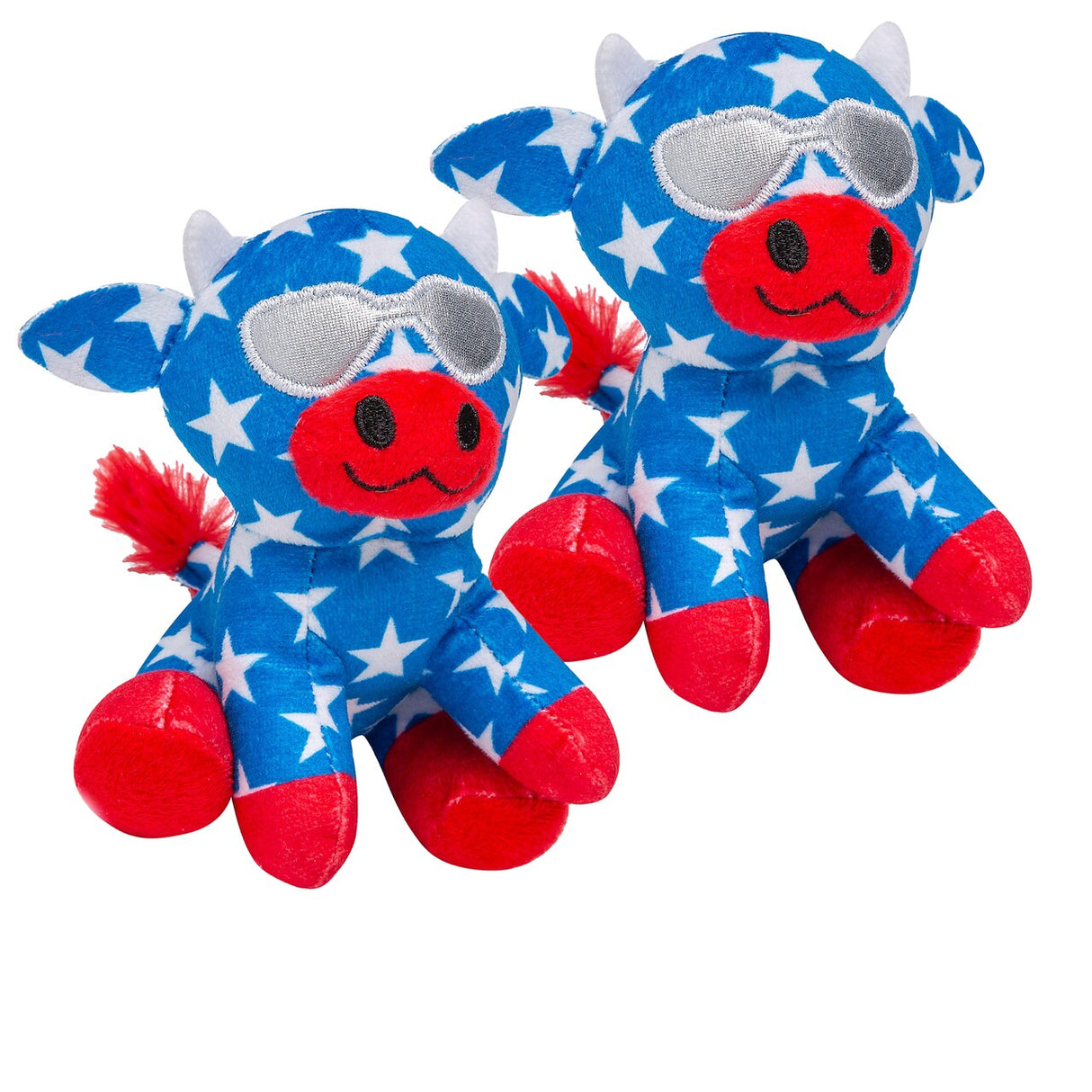 4 1/2" x 4 1/4" Patriotic Stuffed Cows with Sunglasses 12 Pieces