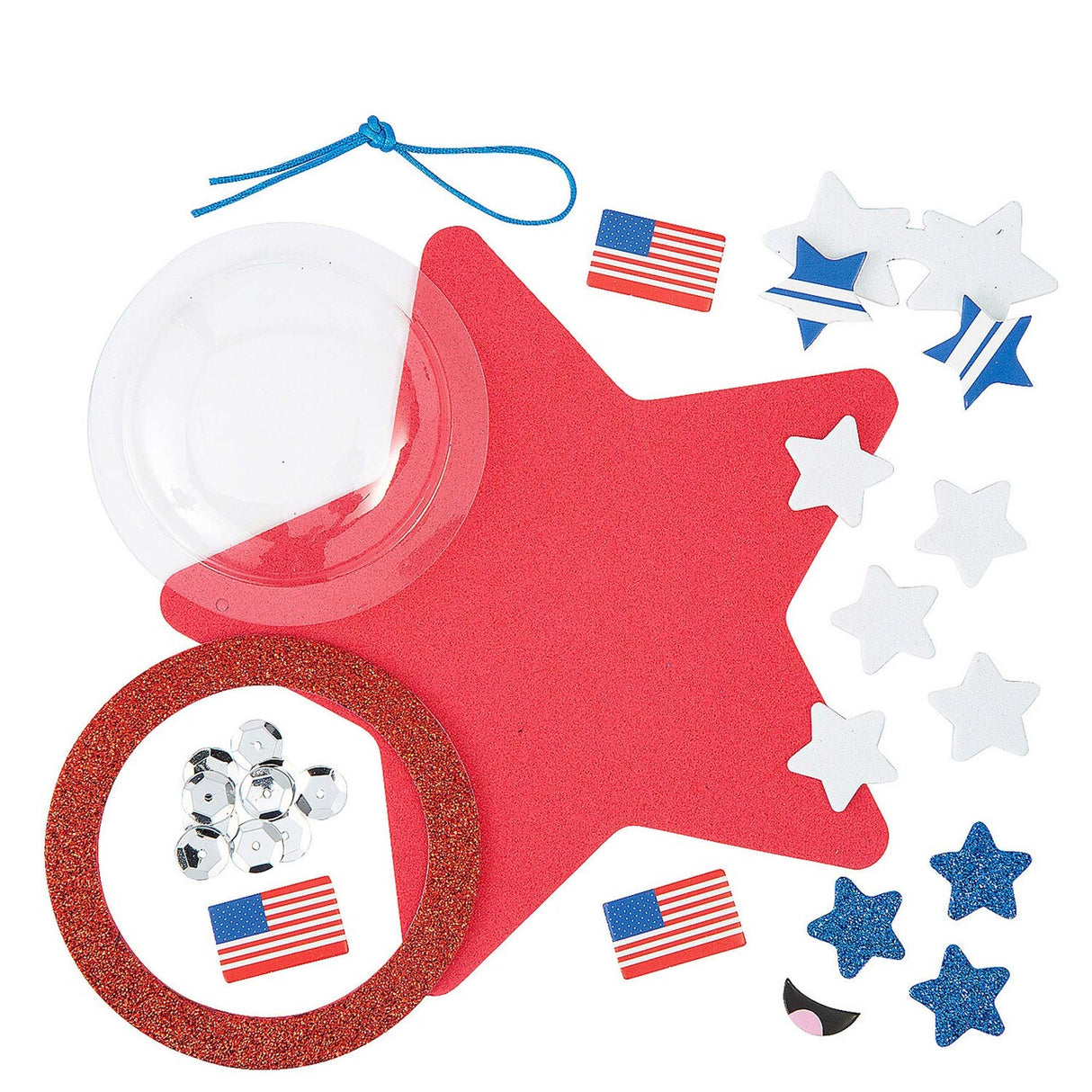 5 3/4" x 5 1/4" Patriotic Star Shaker Ornament Craft Kit Makes 12