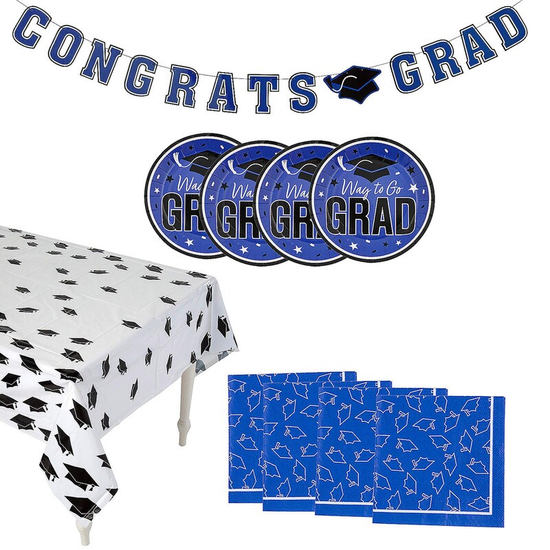 102 Pieces Graduation Party Solid Color Dessert Disposable Tableware Kit for 50 Guests