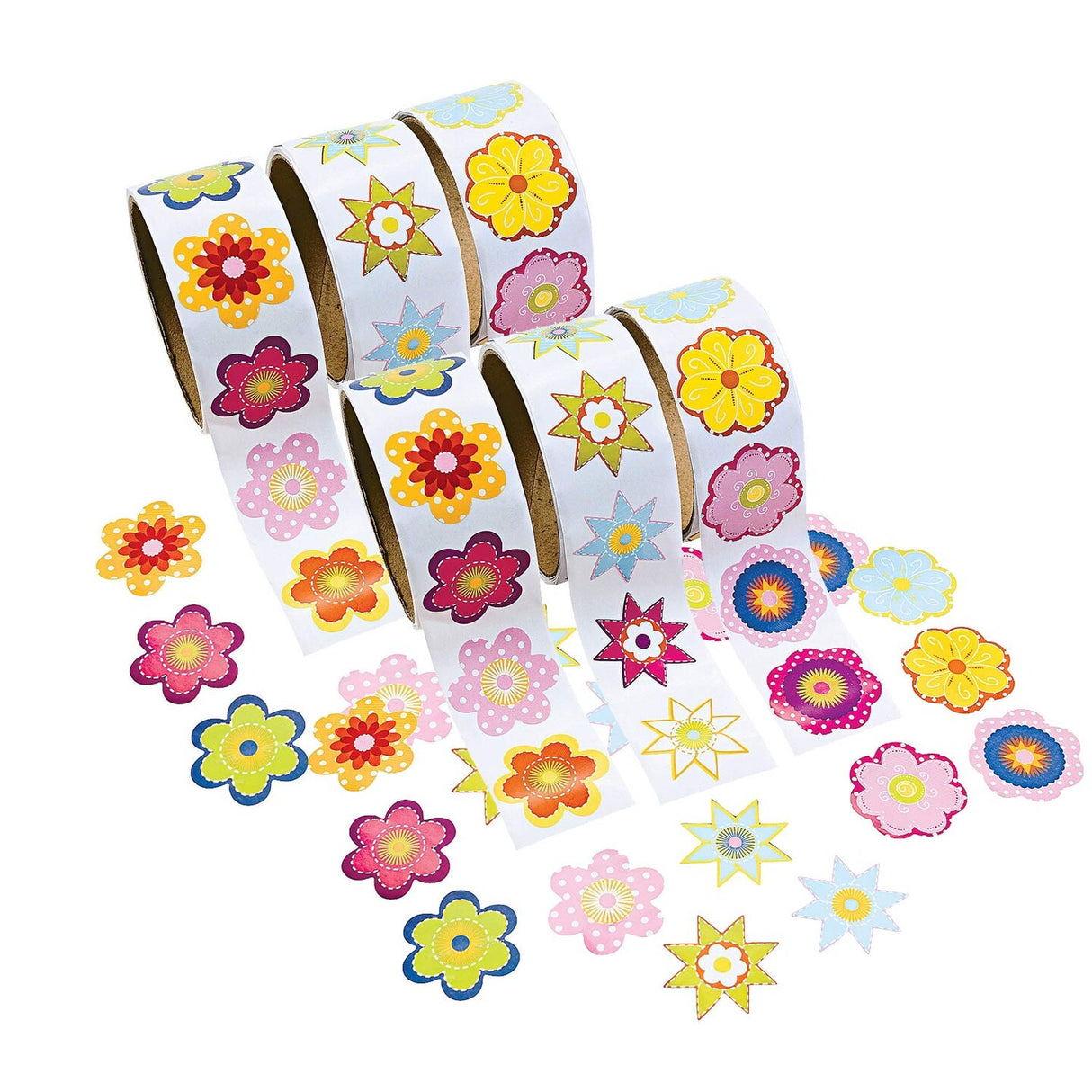 1 1/2" Bulk Flower Paper Rolls of Stickers Assortment 300 Pc
