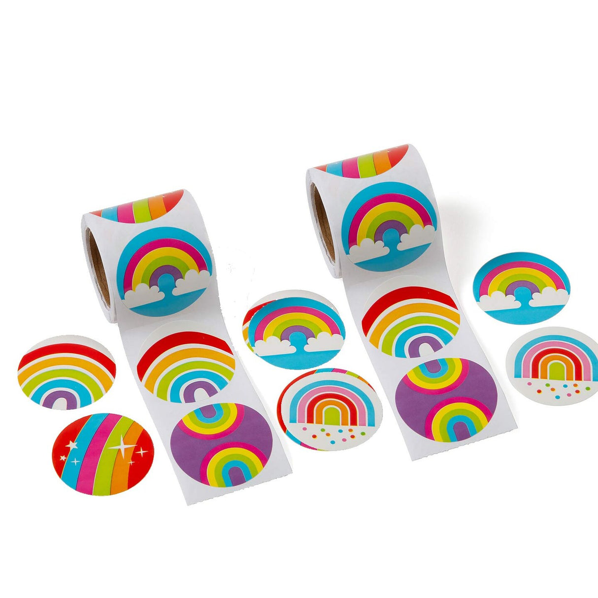 1 1/2" Colorful Rainbows Paper Sticker Roll 100 Pieces