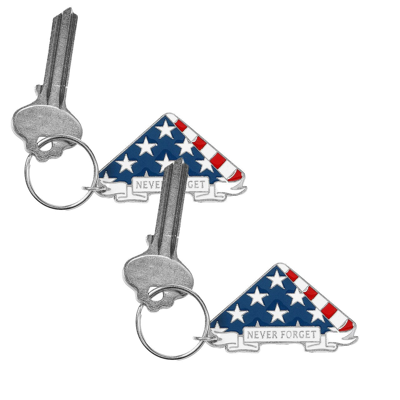 Memorial Day Metal Keychain with Enamel Flag Charm 12 Pc.