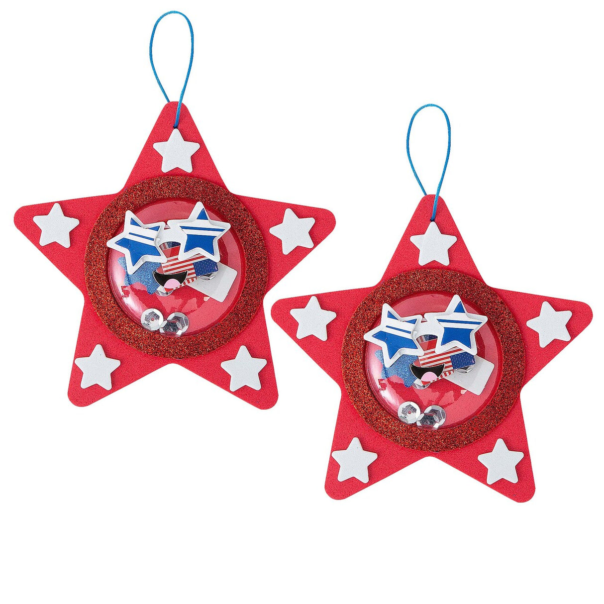 5 3/4" x 5 1/4" Patriotic Star Shaker Ornament Craft Kit Makes 12