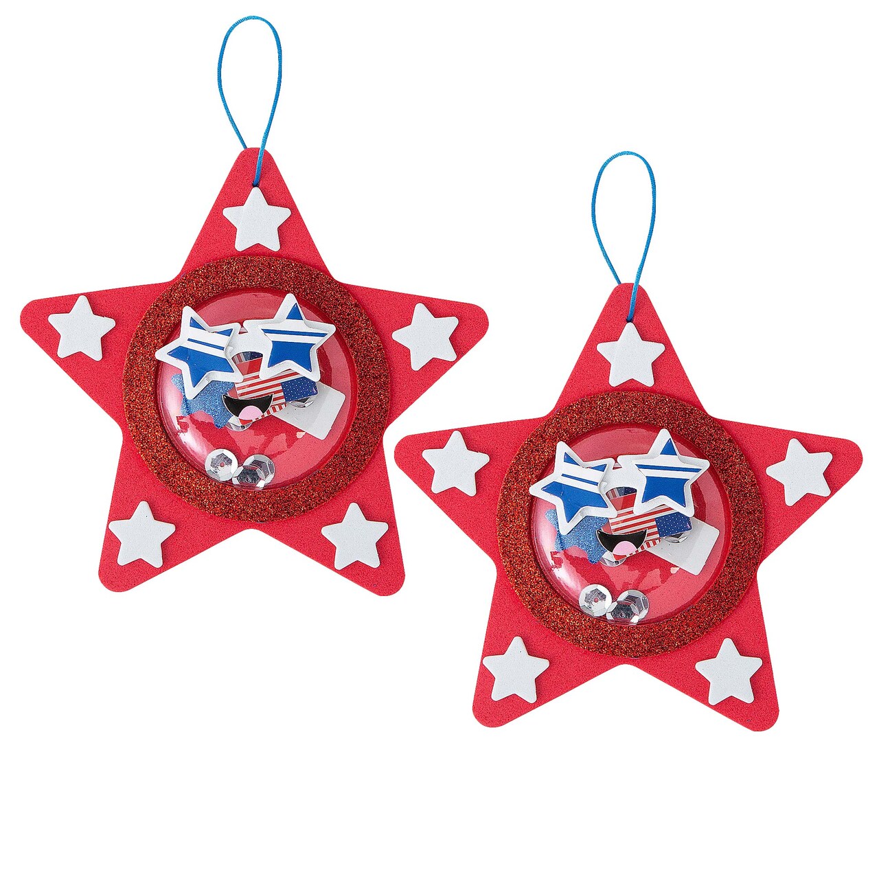 5 3/4" x 5 1/4" Patriotic Star Shaker Ornament Craft Kit Makes 12
