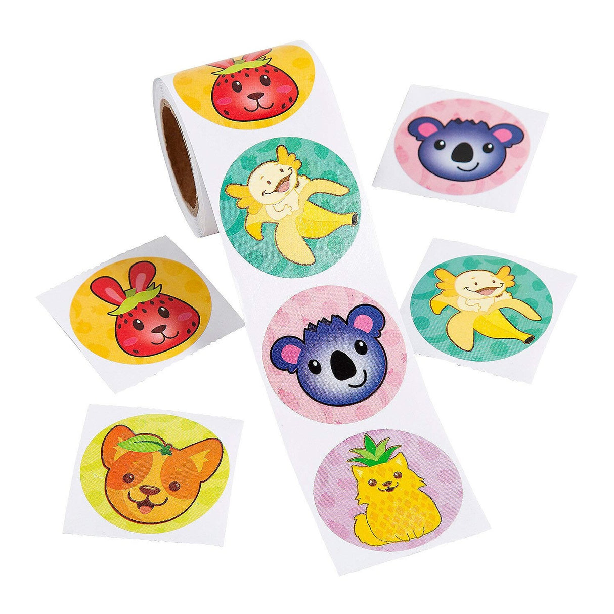 Cute Fruit Animals Sticker Roll 100 Pieces