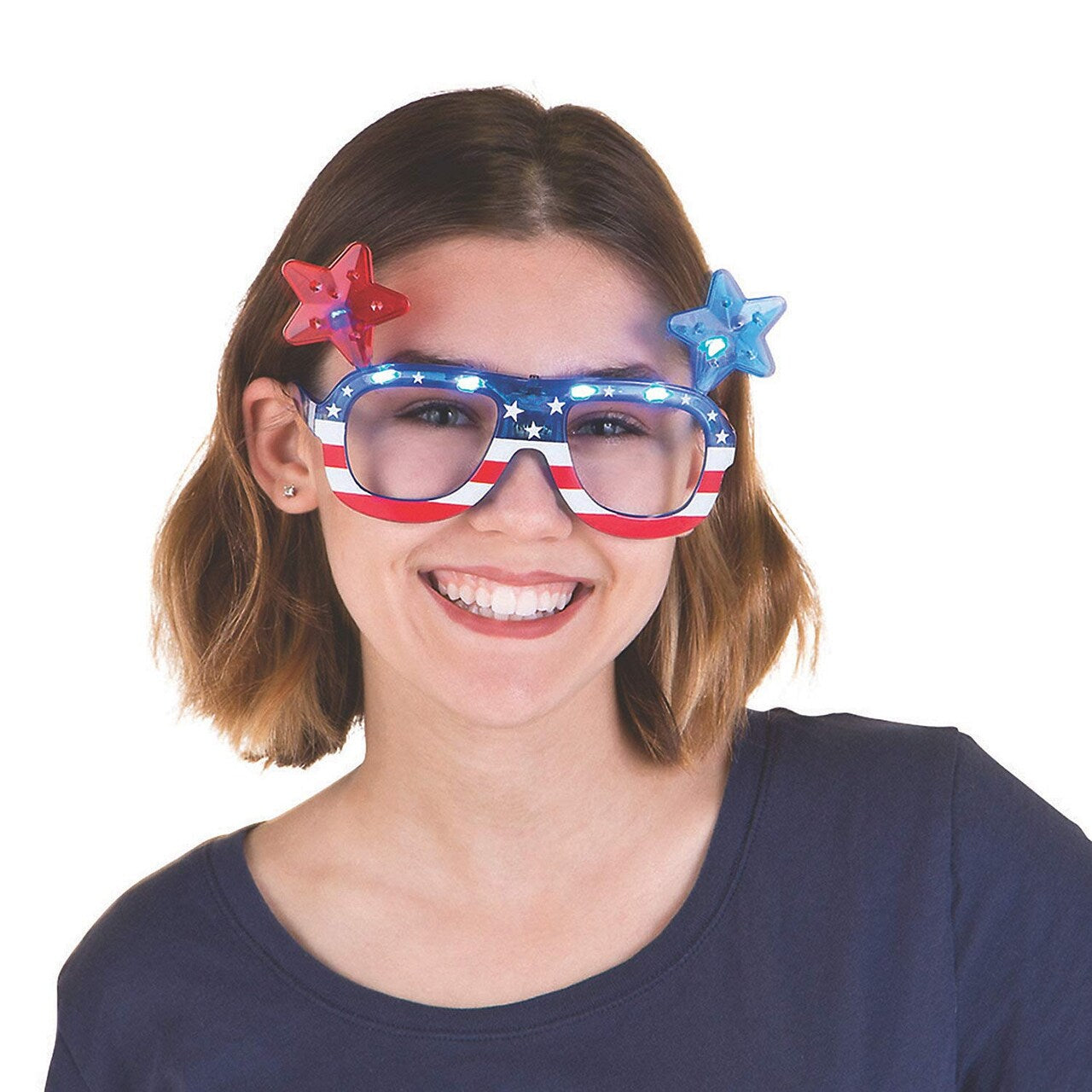 Patriotic Light-Up Red, White & Blue Glasses – Set of 6