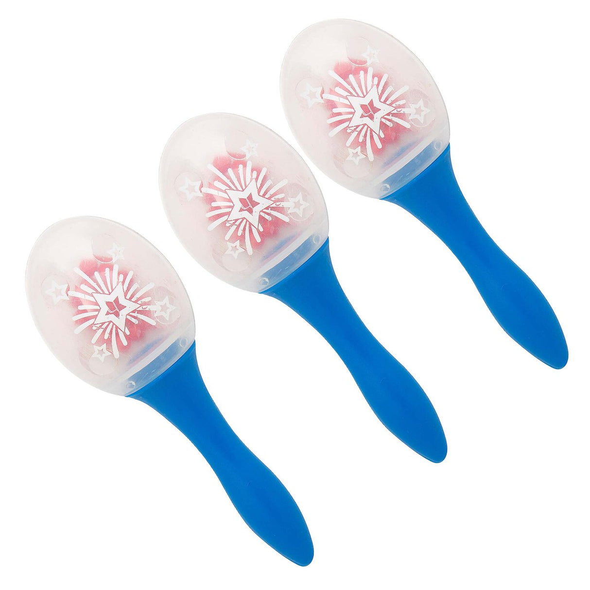 5 1/4" Clear Patriotic Plastic Maracas with Red Beads 12 Pieces