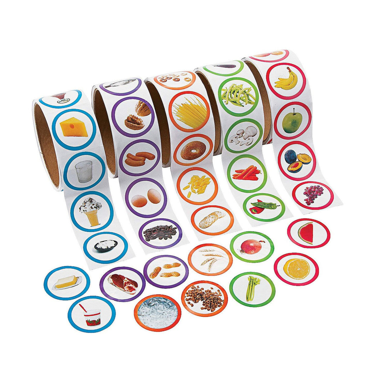 1 1/2" Bulk MyPlate Food Groups Multicolor Paper Rolls of Stickers 500 Pieces