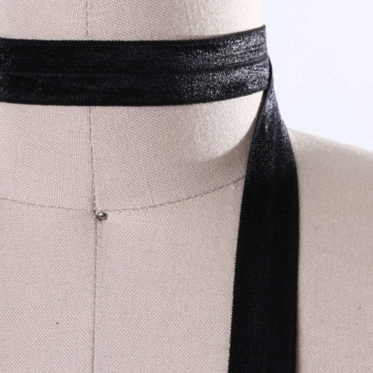 5/8" 3 Yards Shiny Black Fold Over Elastic Trim Soft Bias Stretch