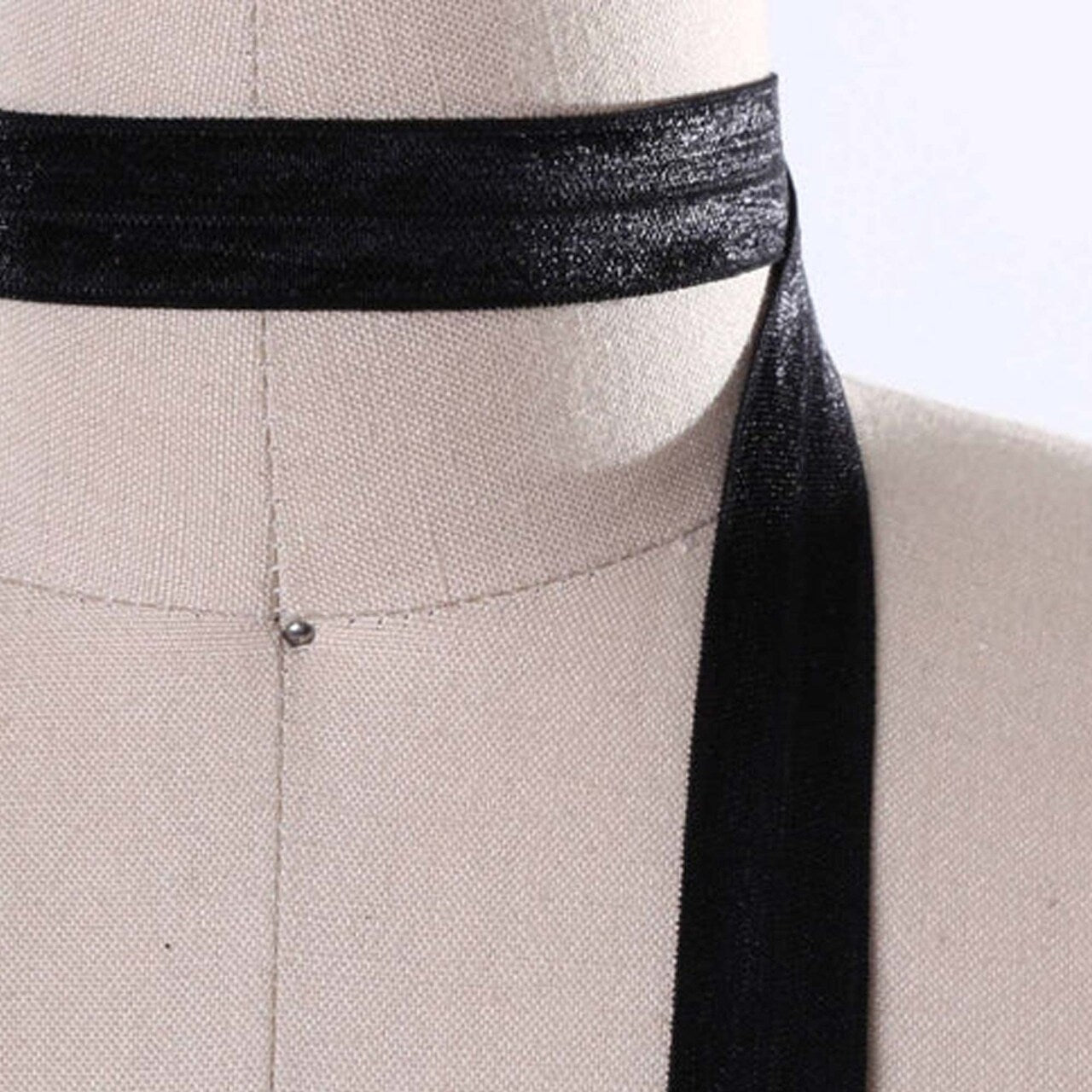 5/8" 3 Yards Shiny Black Fold Over Elastic Trim Soft Bias Stretch