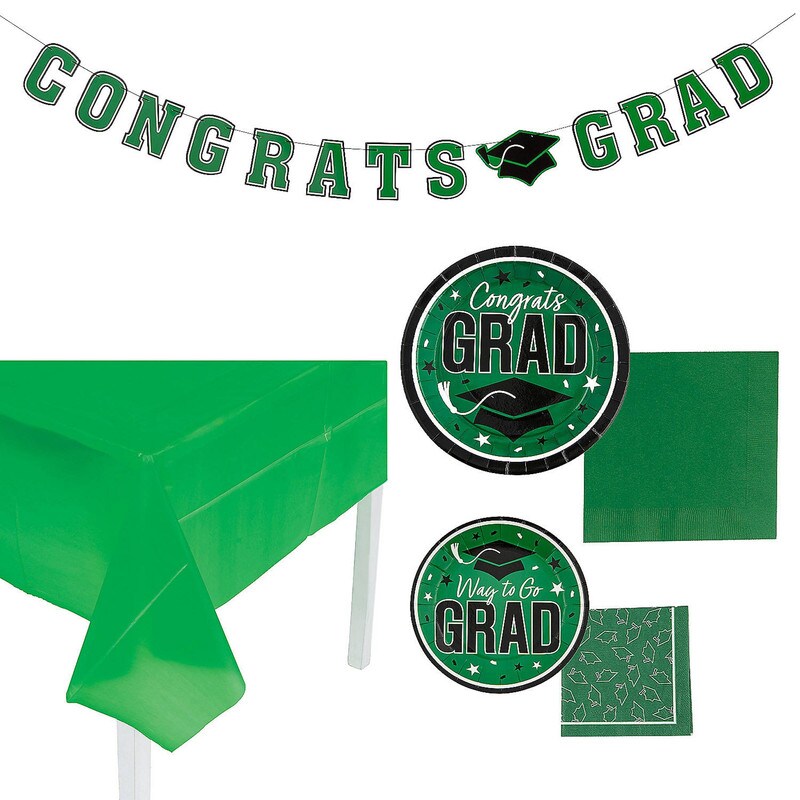 152 Pieces Graduation Party Solid Color Disposable Tableware Kit for 25