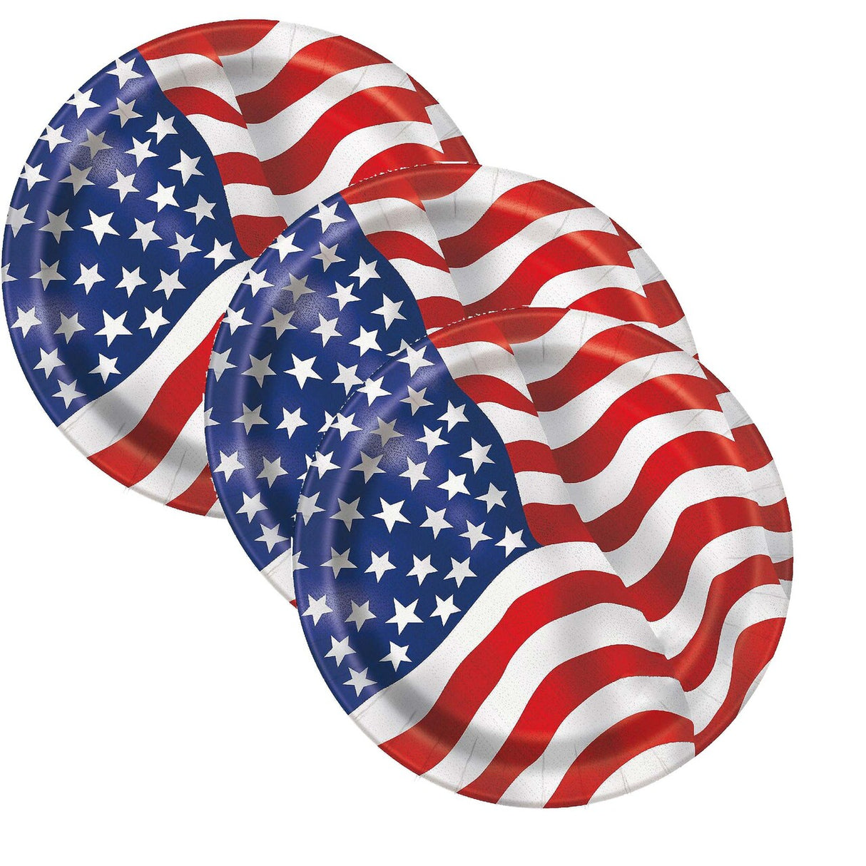 Patriotic USA Flag 7" Appetizer Dessert Plates 8ct
