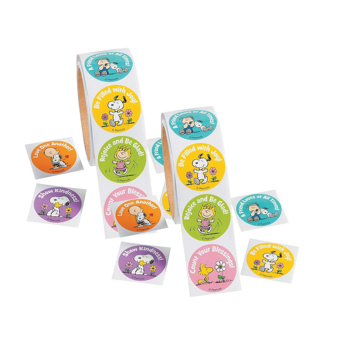 1 1/2" Peanuts Snoopy & Friends Inspirational Sticker Roll 100 Pc