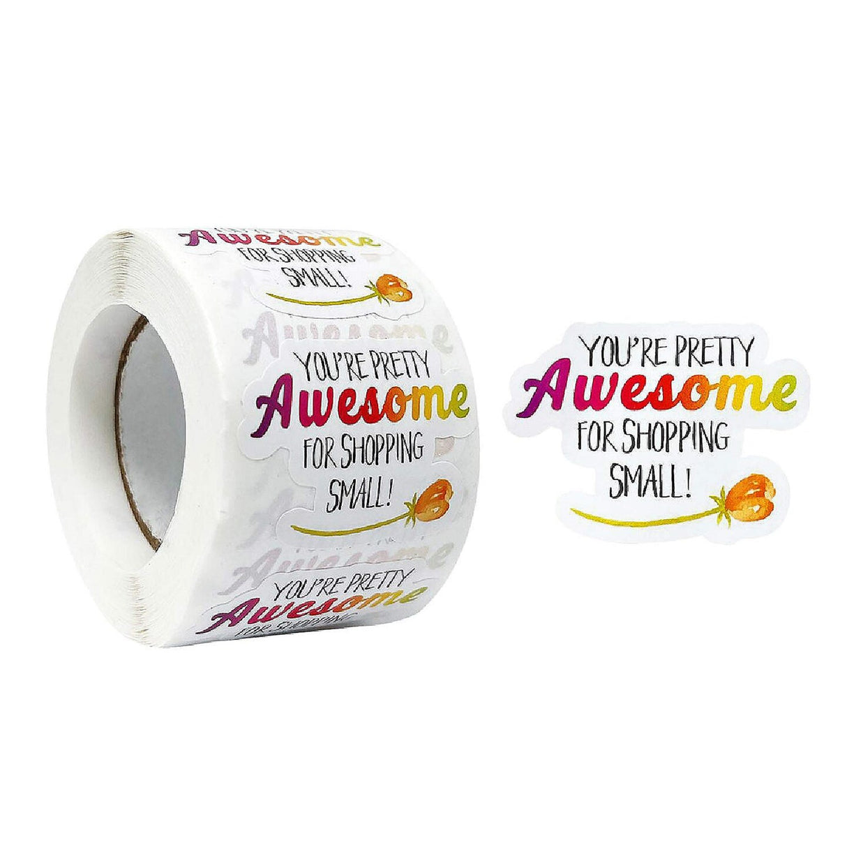 500 Pieces Wrapables Youre Awesome Thank You Stickers Roll 1.5 Inch