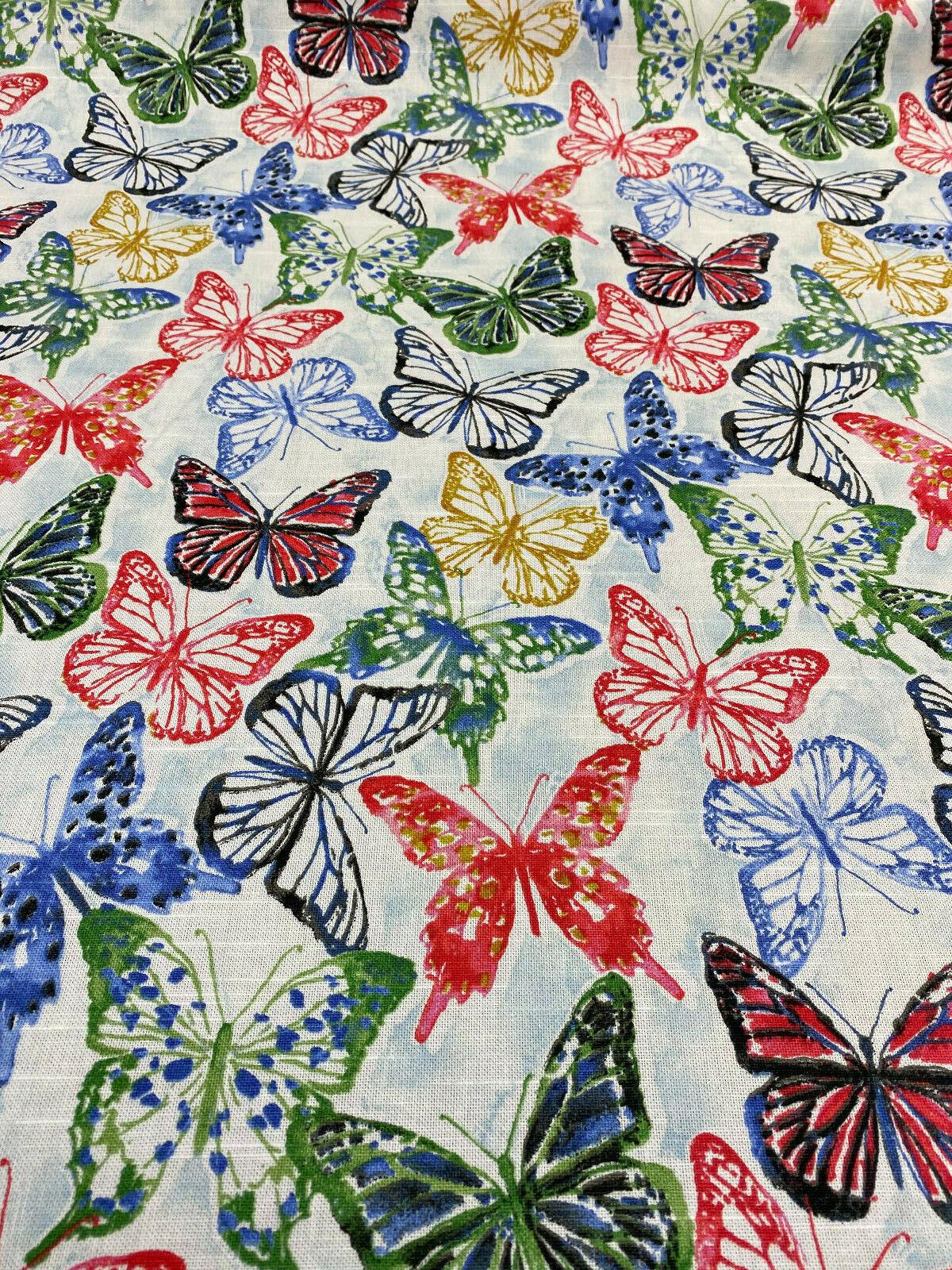 Kelly Ripa Home Social Butterfly Petunia 100 Percent Cotton Fabric - Vibrant Multi Color Butterfly Print, 54" Width (By The Yard)