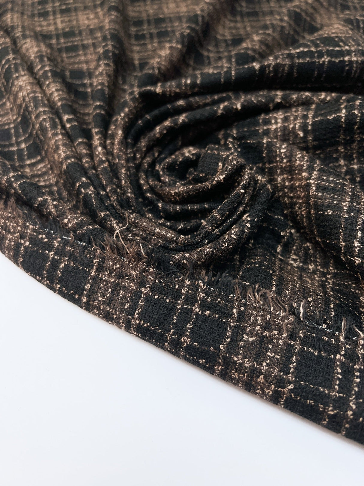 Cotton Bouclé Brown Black Striped