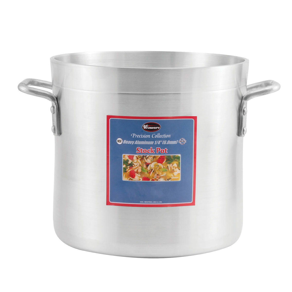 Winware by Winco ALHP-100 100 Qt. Aluminum Stock Pot, 6mm, Precision