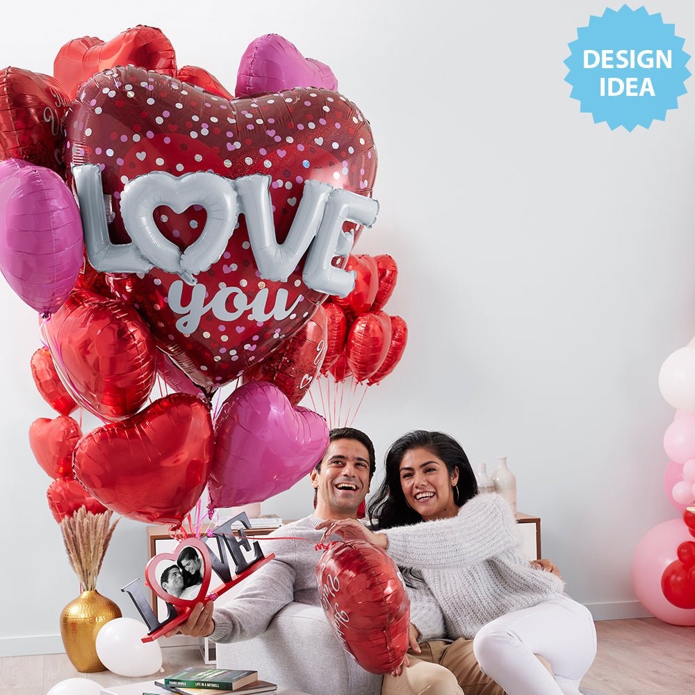 Love Hearts & Dots Foil Balloon