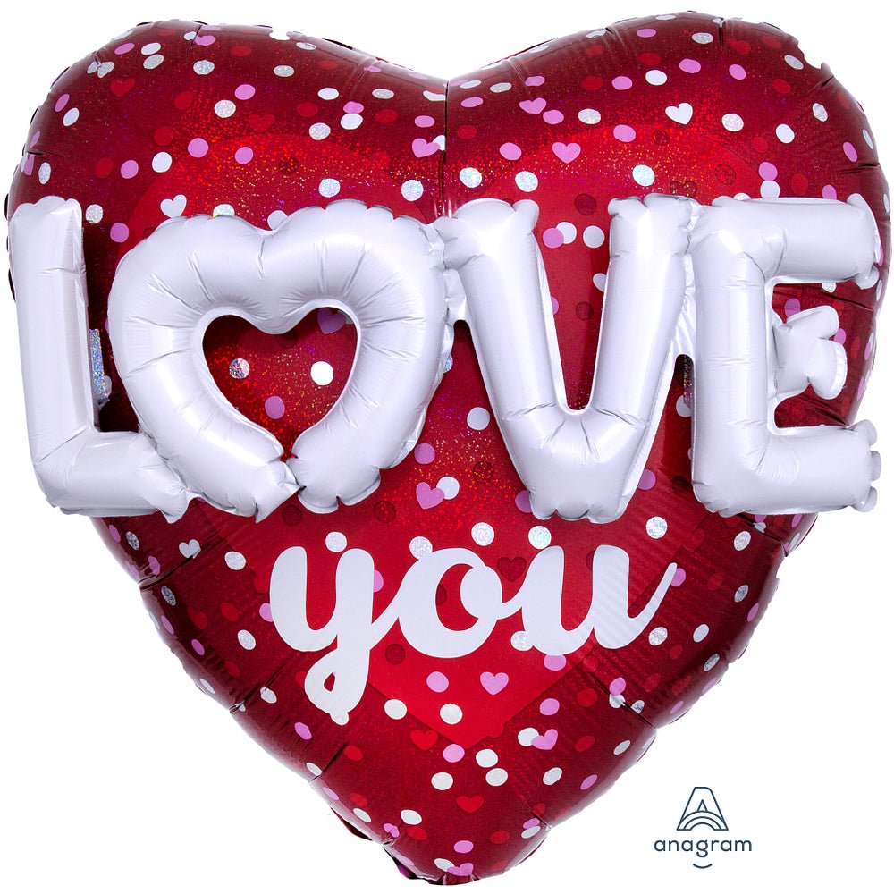 Love Hearts & Dots Foil Balloon