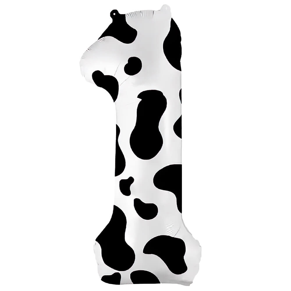 Foil Balloon Number 1 Cow Print