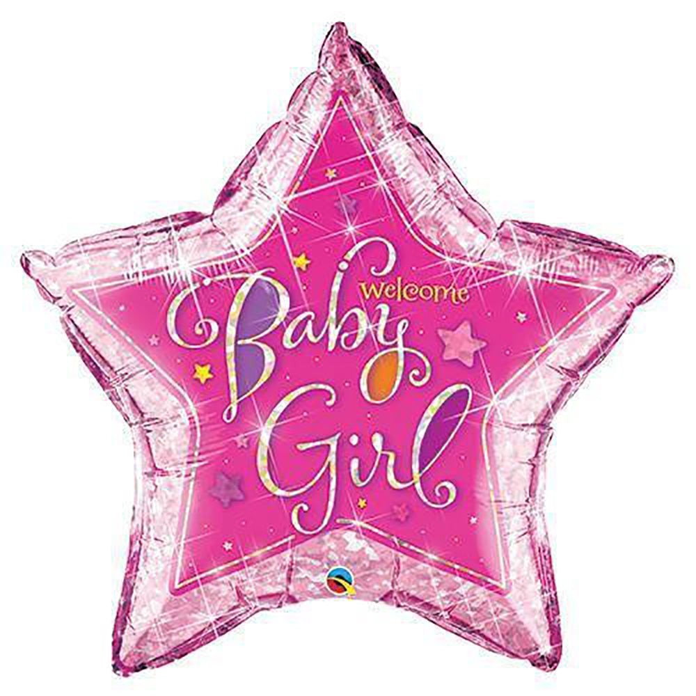 Foil Balloon Welcome Baby Girl Stars