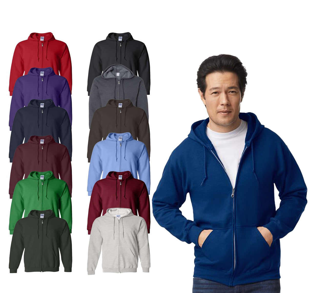 Gildan® Classic Fit Full-Zip Long Sleeve Hooded Sweatshirt