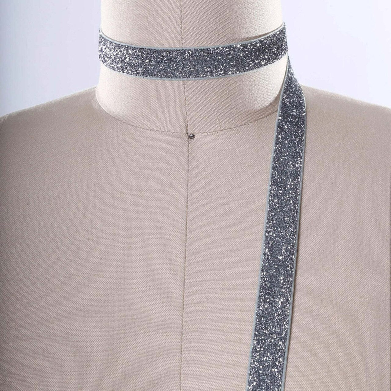 5/8" 2 Yards Stretch Silver Glitter Elastic Trim for Headbands DIY Hair Accessories Sewing Crafts