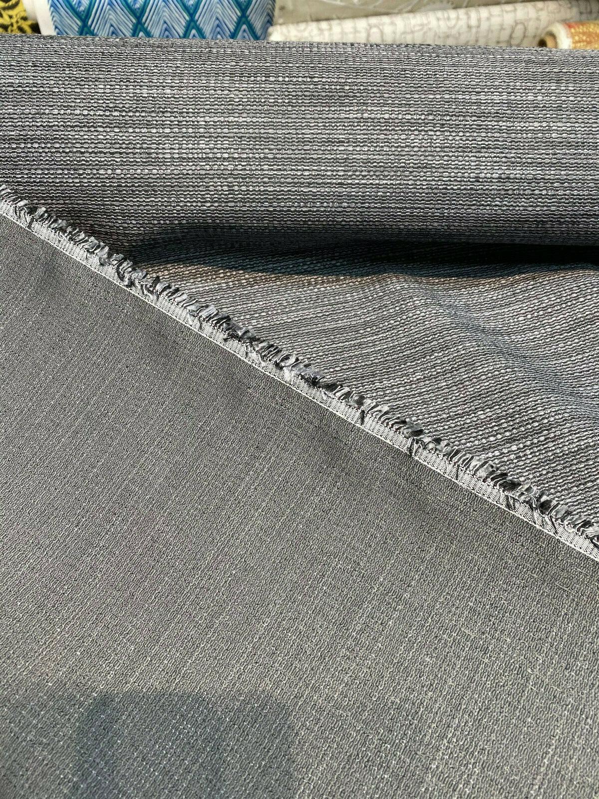 Dapper Charcoal Rayon Polyester Upholstery Fabric - Dark Grey Textured, 55" Width (1 Yard)