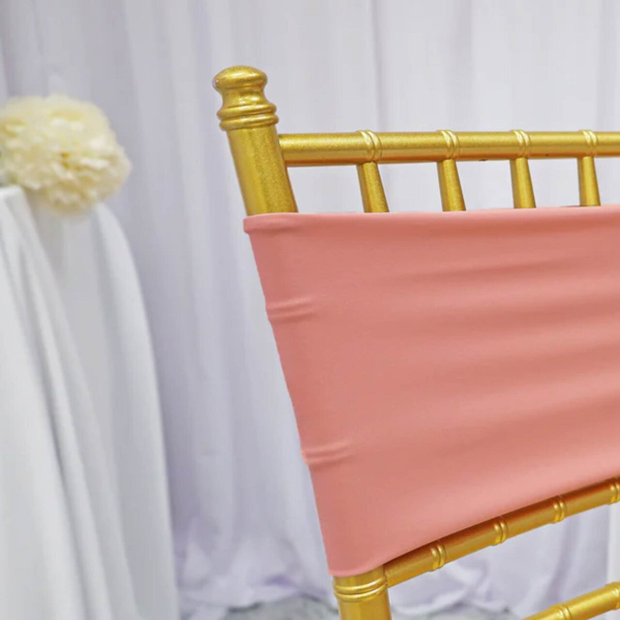 10 Pieces Soft Stretch Rose Pink Spandex Chair Bands 7 x 13 Inches