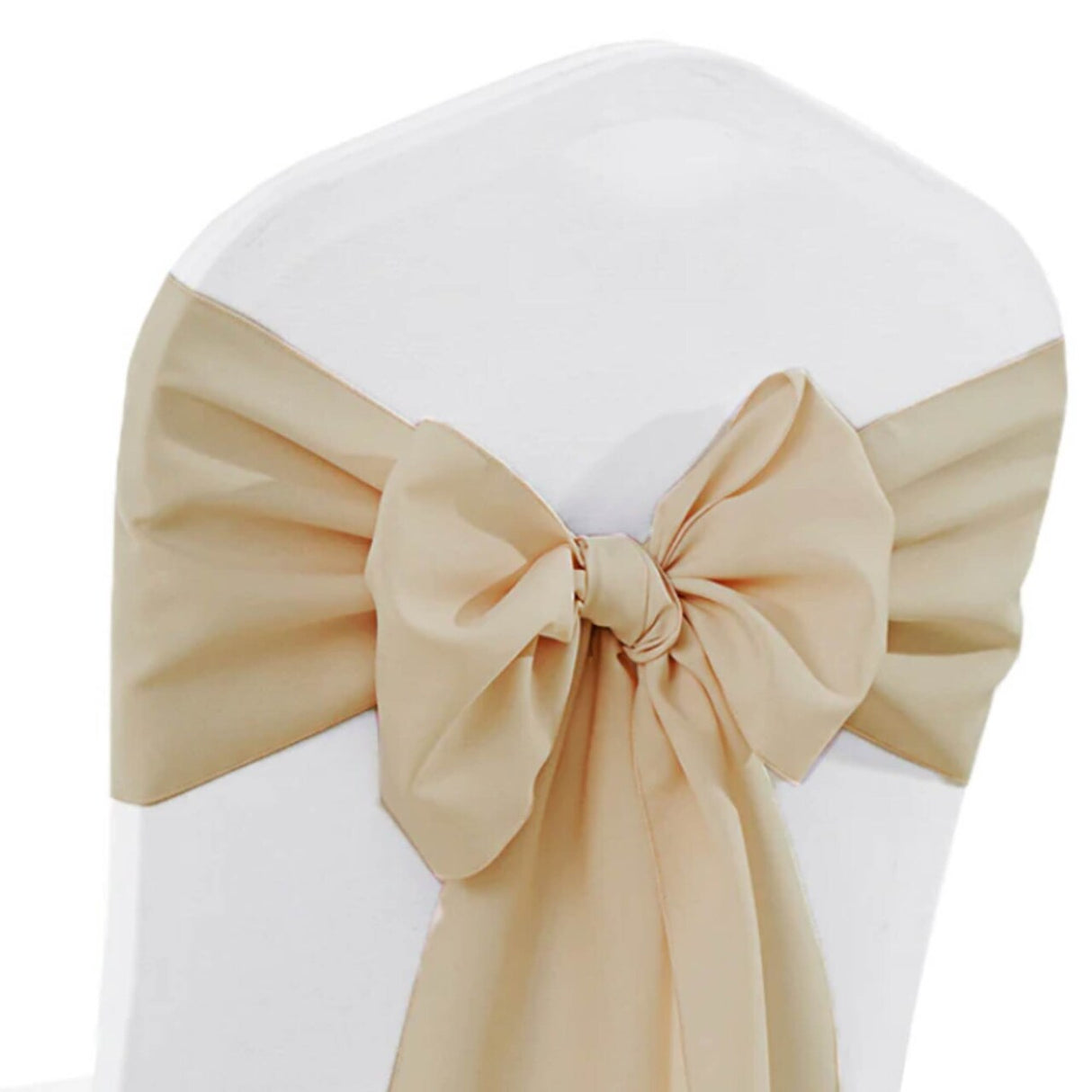 10 Pieces Champagne Polyester Chair Sashes 8"x108", Wrinkle Resistant Elegance