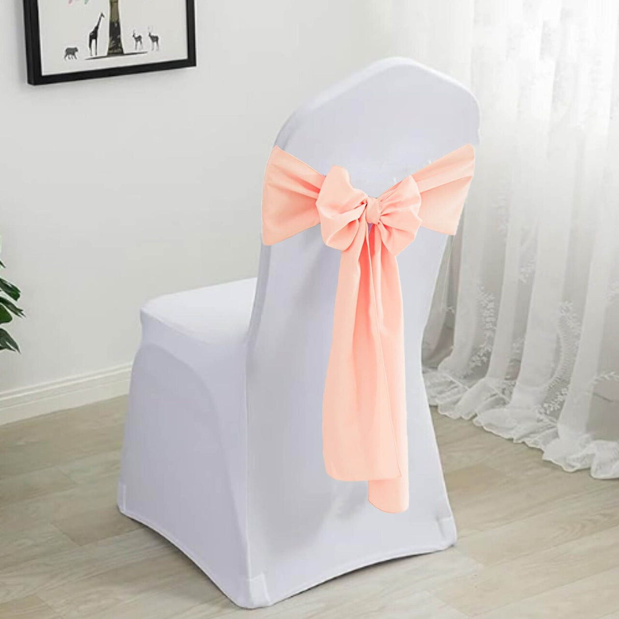 10 Pieces Apricot Peach Soft Polyester Chair Sashes 8"x108" Wrinkle Free Wedding Decor