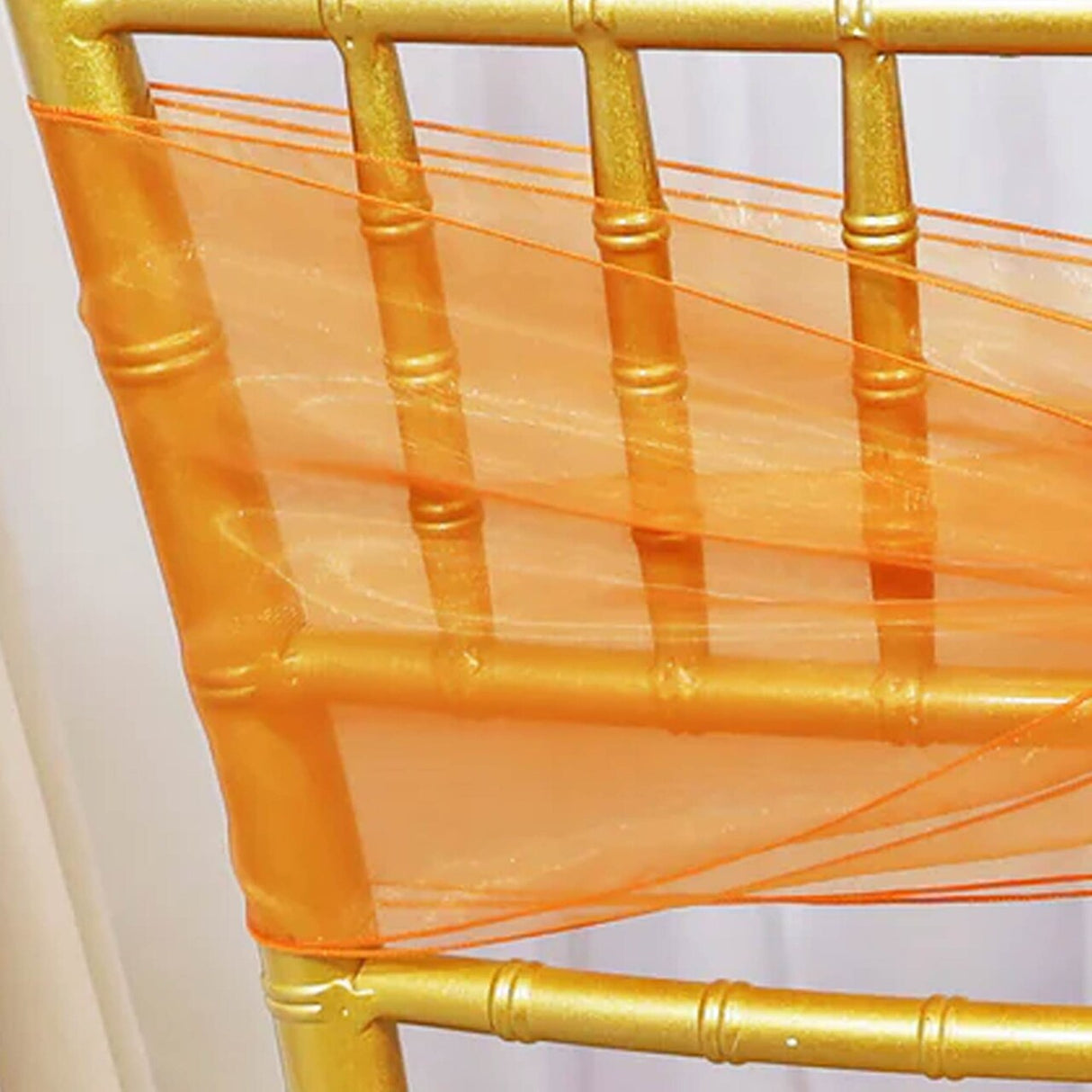 10 Pieces Tangerine Organza Chair Sashes 8"x108" Sheer Orange Chair Wraps for Events