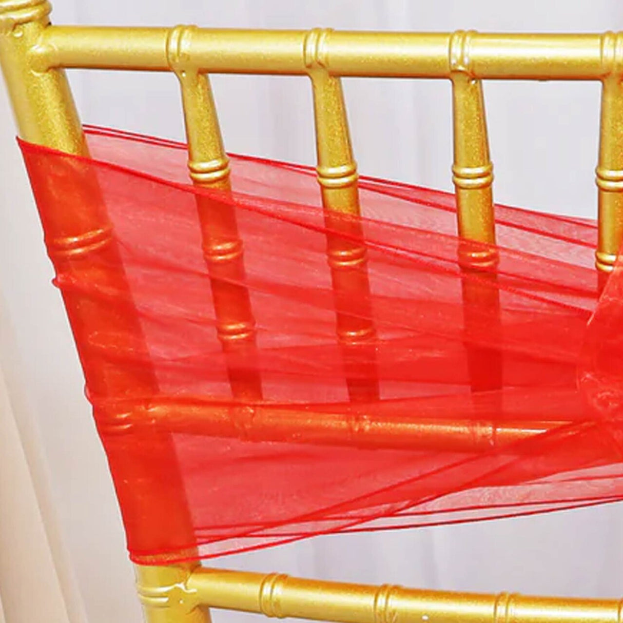 10 Pieces Red Organza Chair Sashes 8"x108" Sheer Decorative Bows for Weddings & Special Events