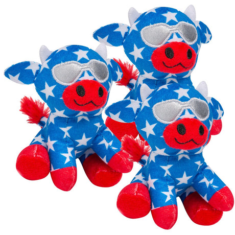 4 1/2" x 4 1/4" Patriotic Stuffed Cows with Sunglasses 12 Pieces