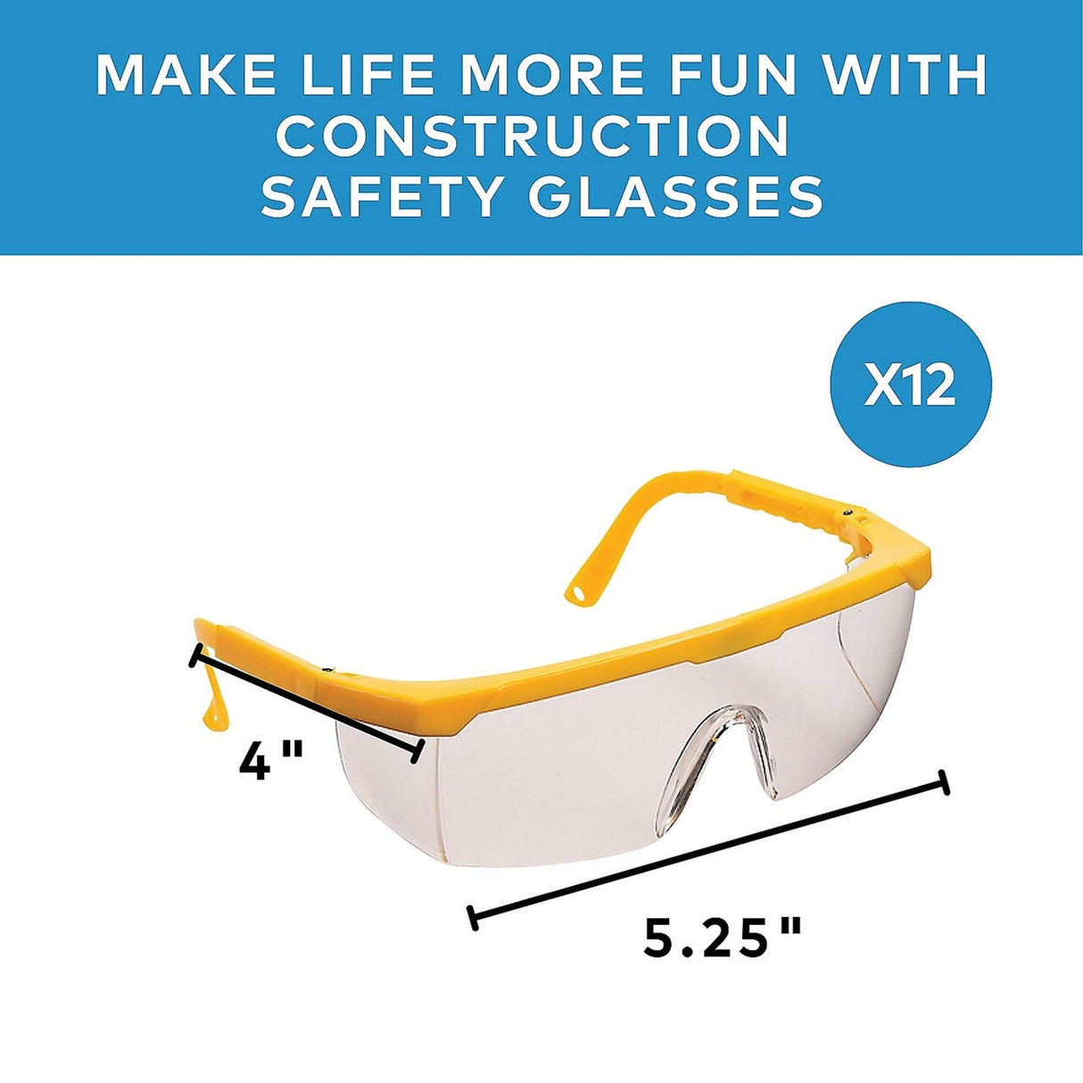 Bright Yellow Kids Construction Costume Glasses - 12 Pc. for Creative Play