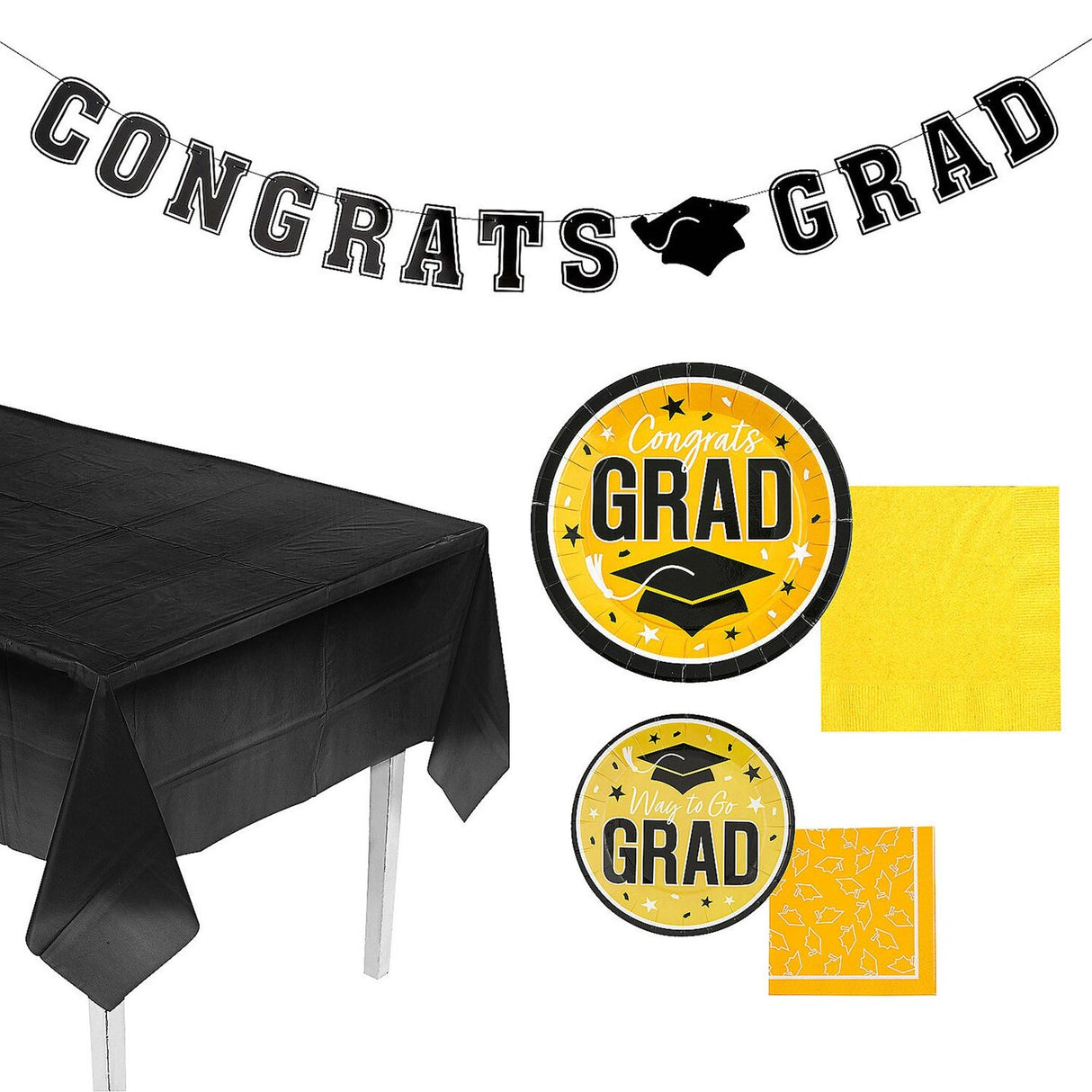 152 Pieces Graduation Party Solid Color Disposable Tableware Kit for 25 Guests