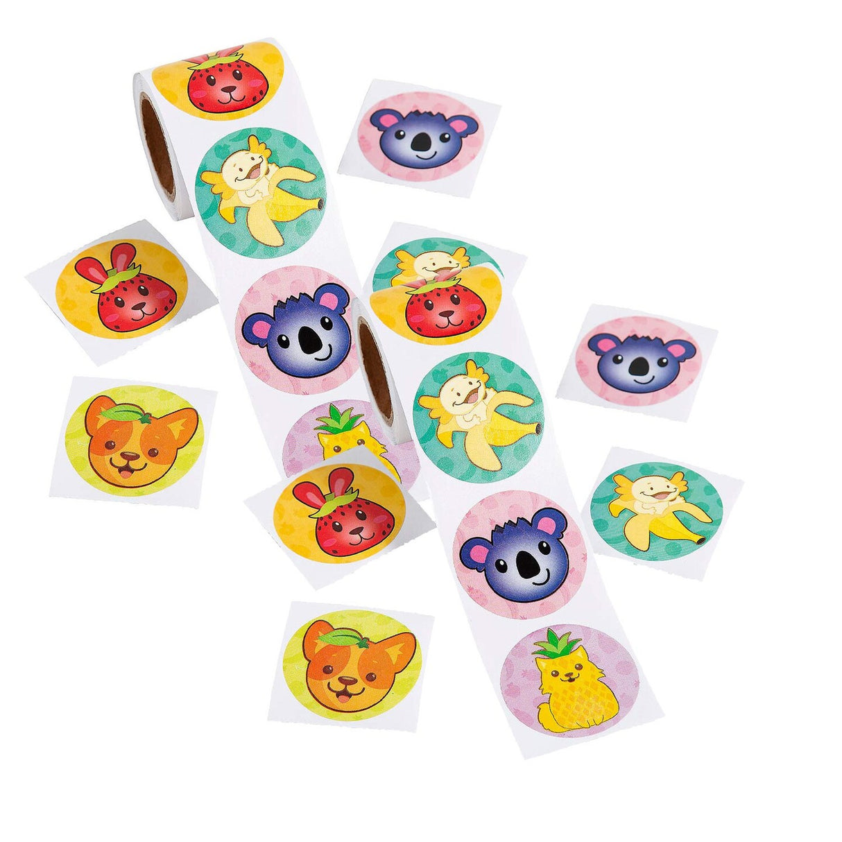 Cute Fruit Animals Sticker Roll 100 Pieces