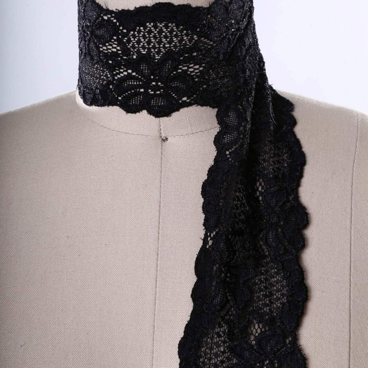 Black Scalloped Stretch Lace 2.5" Wide Floral Elastic Trim for Lingerie & Sewing