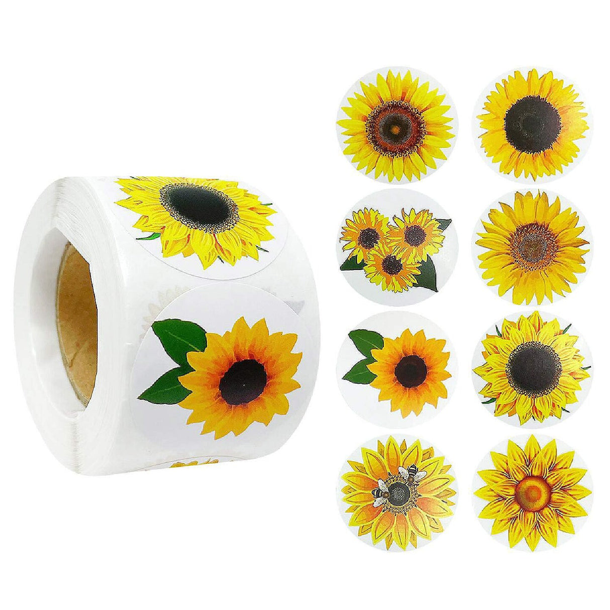 Wrapables 1.5" Thank You Stickers Roll, Sealing Stickers and Labels 500 Pc Sunflower