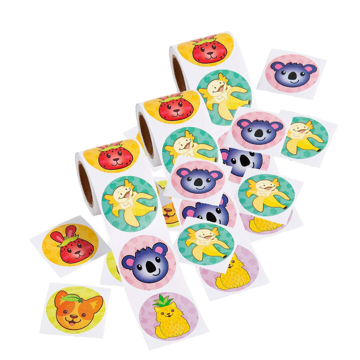 Cute Fruit Animals Sticker Roll 100 Pieces
