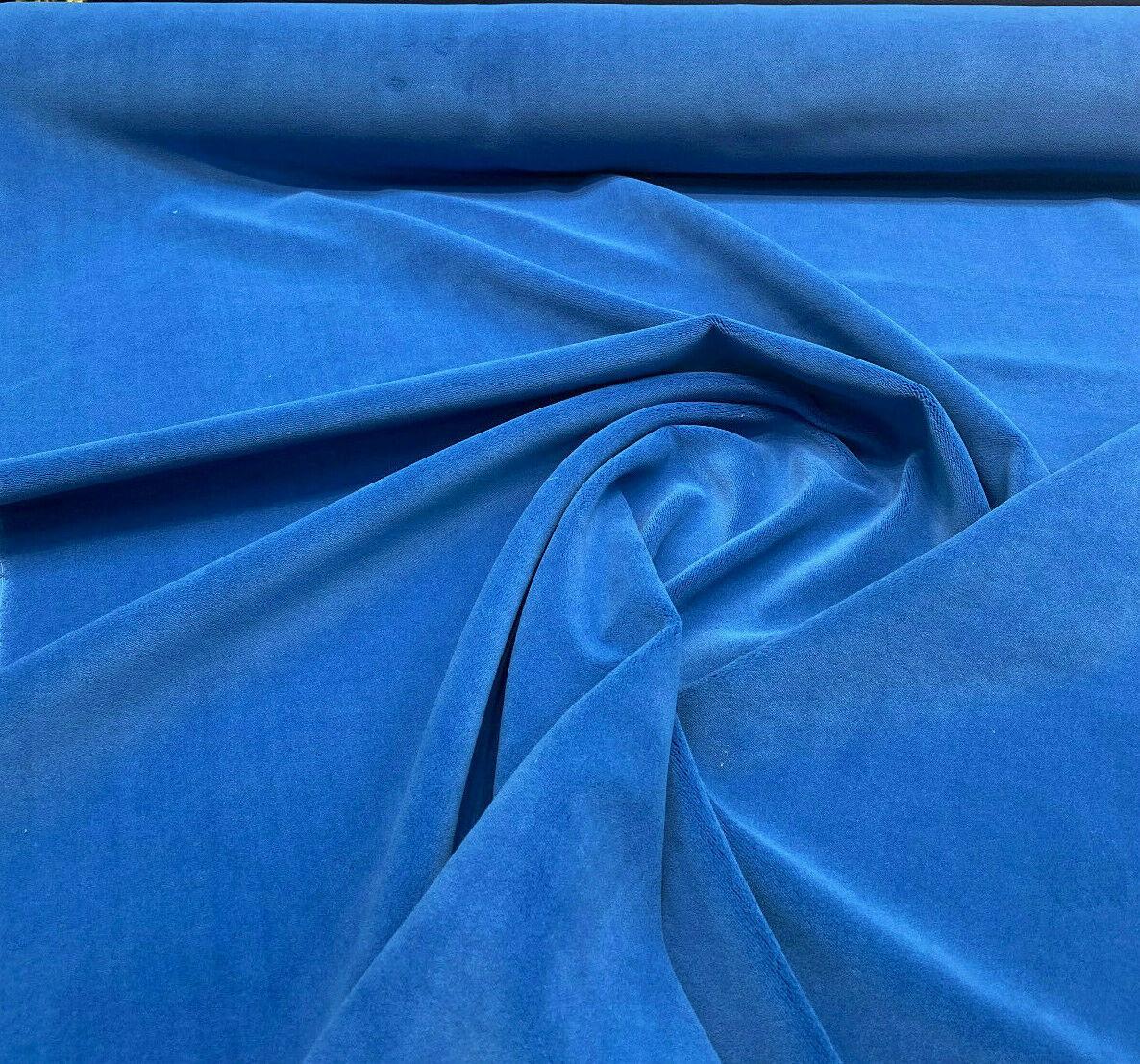 Crescent Velour Velvet Fabric - Sapphire Blue, 54" Width, IFR, 20 Oz (1 Yard)