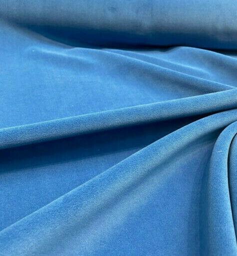 Crescent Velour Velvet Fabric - Sapphire Blue, 54" Width, IFR, 20 Oz (1 Yard)