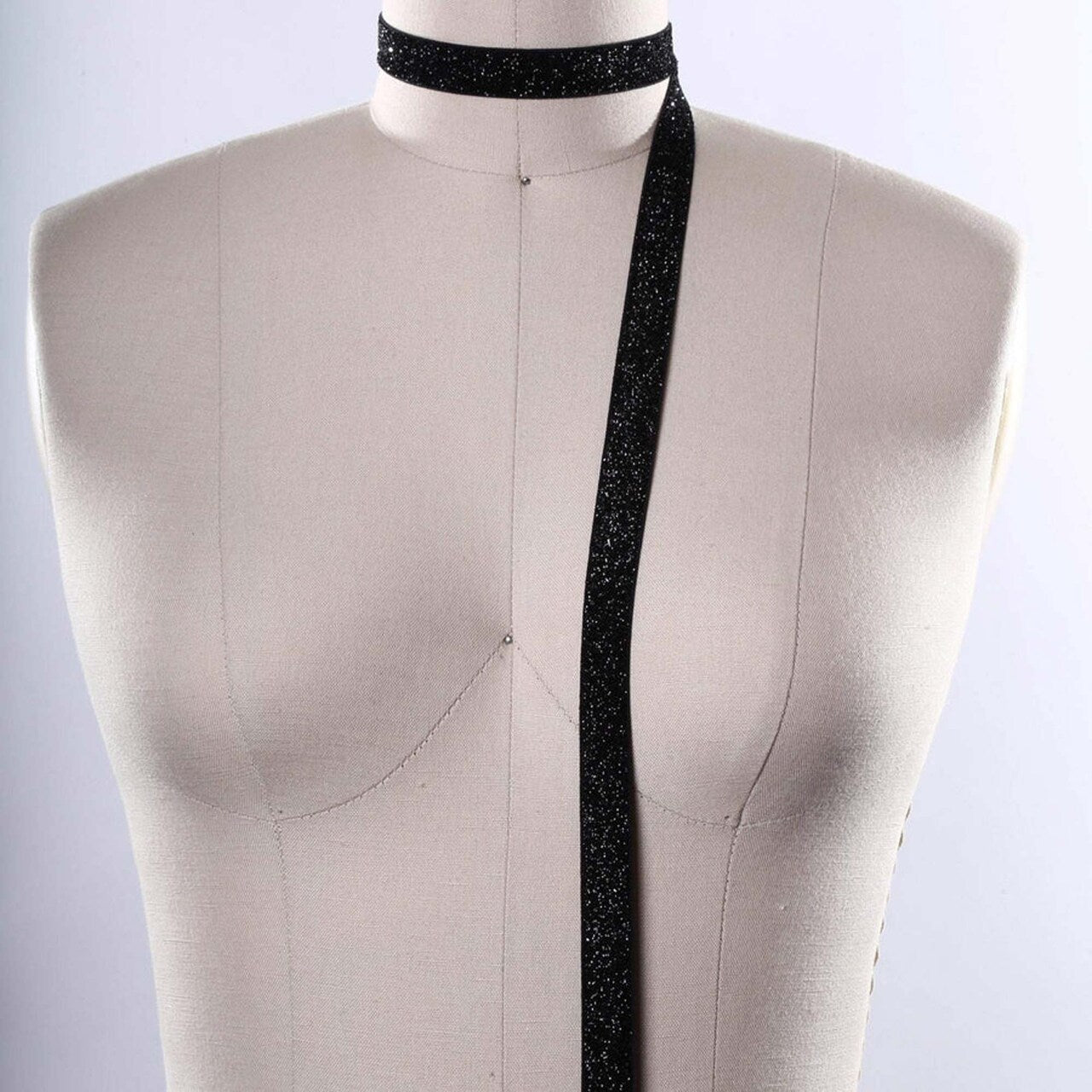 5/8" 2 Yards Black Glitter Elastic Stretchy Trim Sparkly Craft Tape