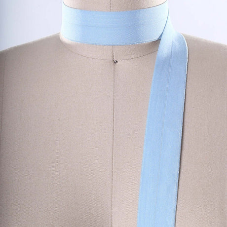 5/8" 3 Yards Baby Light Blue Fold Over Elastic Trim Soft Bias Stretch for Hairbands Sewing