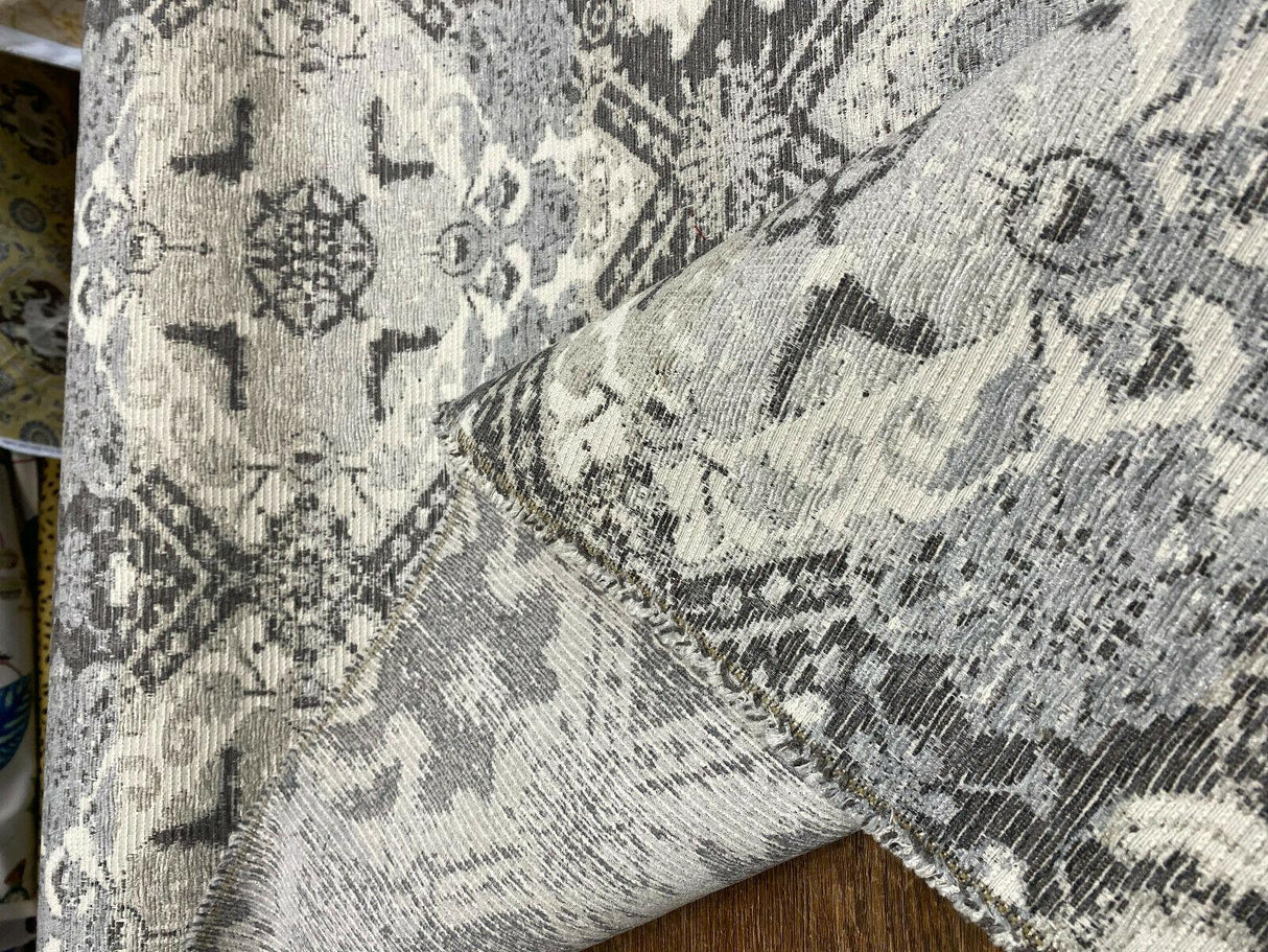 Woven Narrative Shadow Gray P Kaufmann Polyester Rayon Upholstery Fabric - Shadow Gray Woven Pattern, 56" Width (1 Yard)