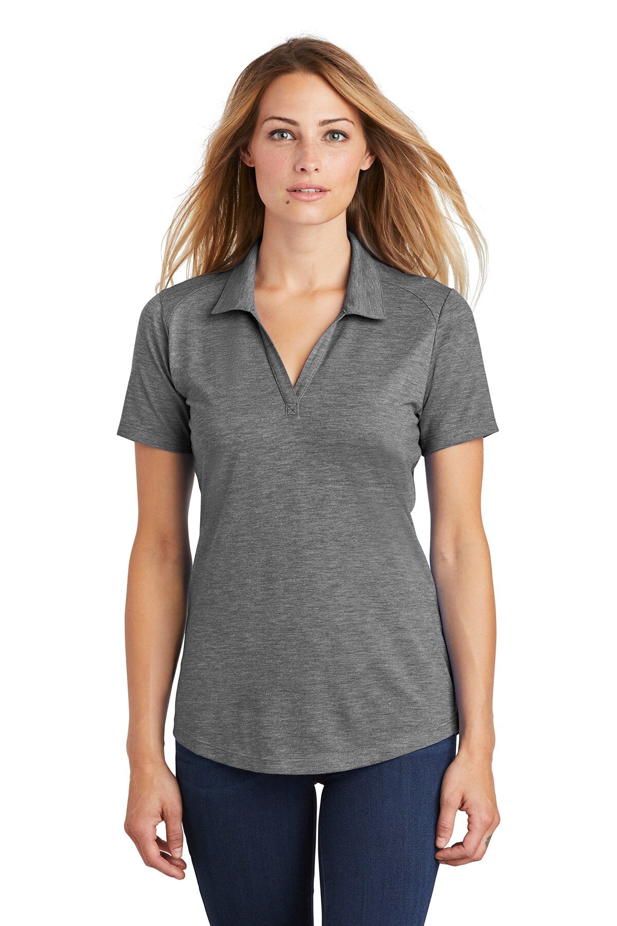 Sport-Tek® Women's PosiCharge Tri-Blend Wicking Collared Short Sleeve Polo