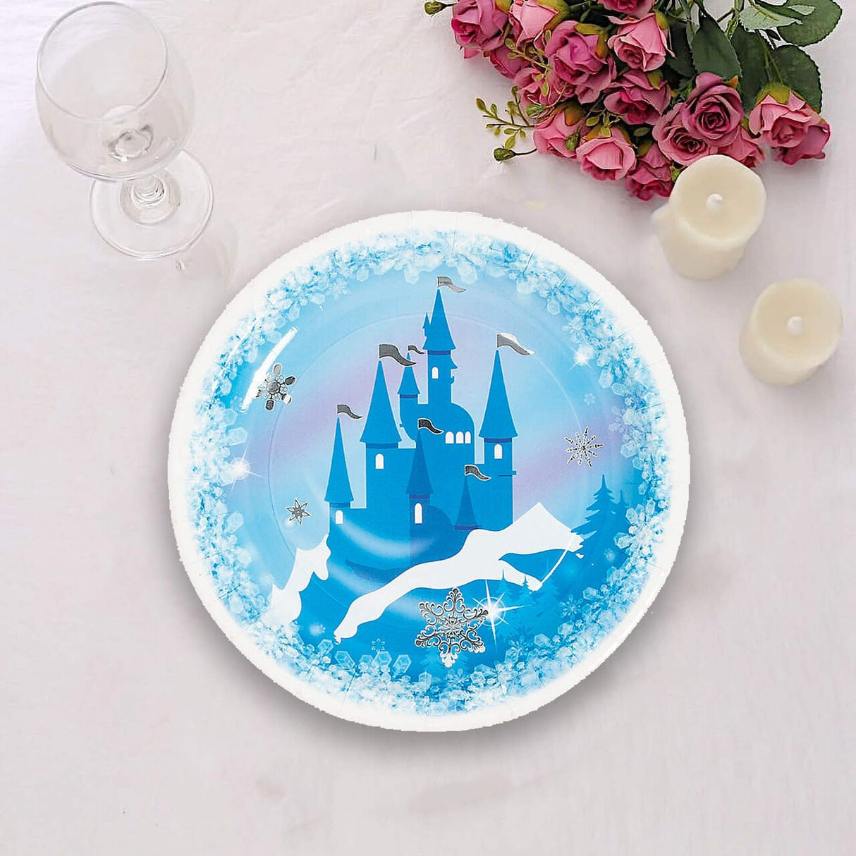 8 Ct. Winter Princess Ice Castle Paper Dessert Plates 7" Party Tableware
