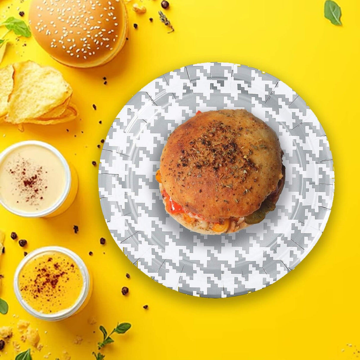 8 Ct. Puppy Party Silver Paper Dinner Plates 9" Birthday Party Plates