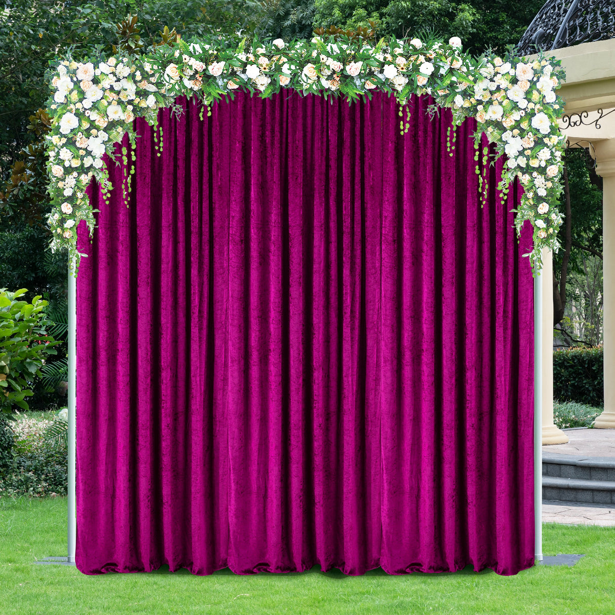 Velvet Backdrop Drape Panel 14 ft x 57 in Magenta/Azalea